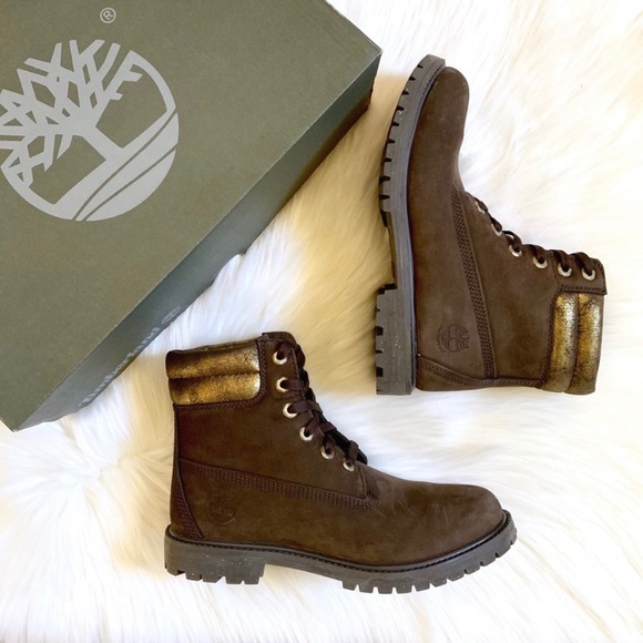 Timberland Shoes - Timberland 6” Waterproof Brown & Gold Boots
